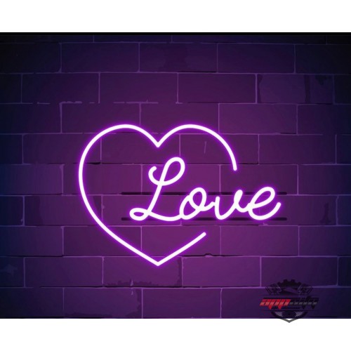 Kalp LOVE Yazılı Dekoratif Neon Led Tablo, Neon Duvar Tabela